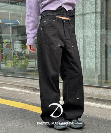 鬆身工裝大口袋長褲