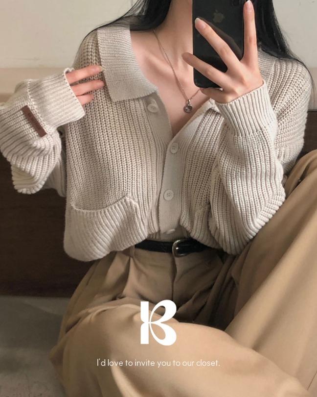 Boldak Haji Collar Pocket Knit Crop Cardigan 开襟衫