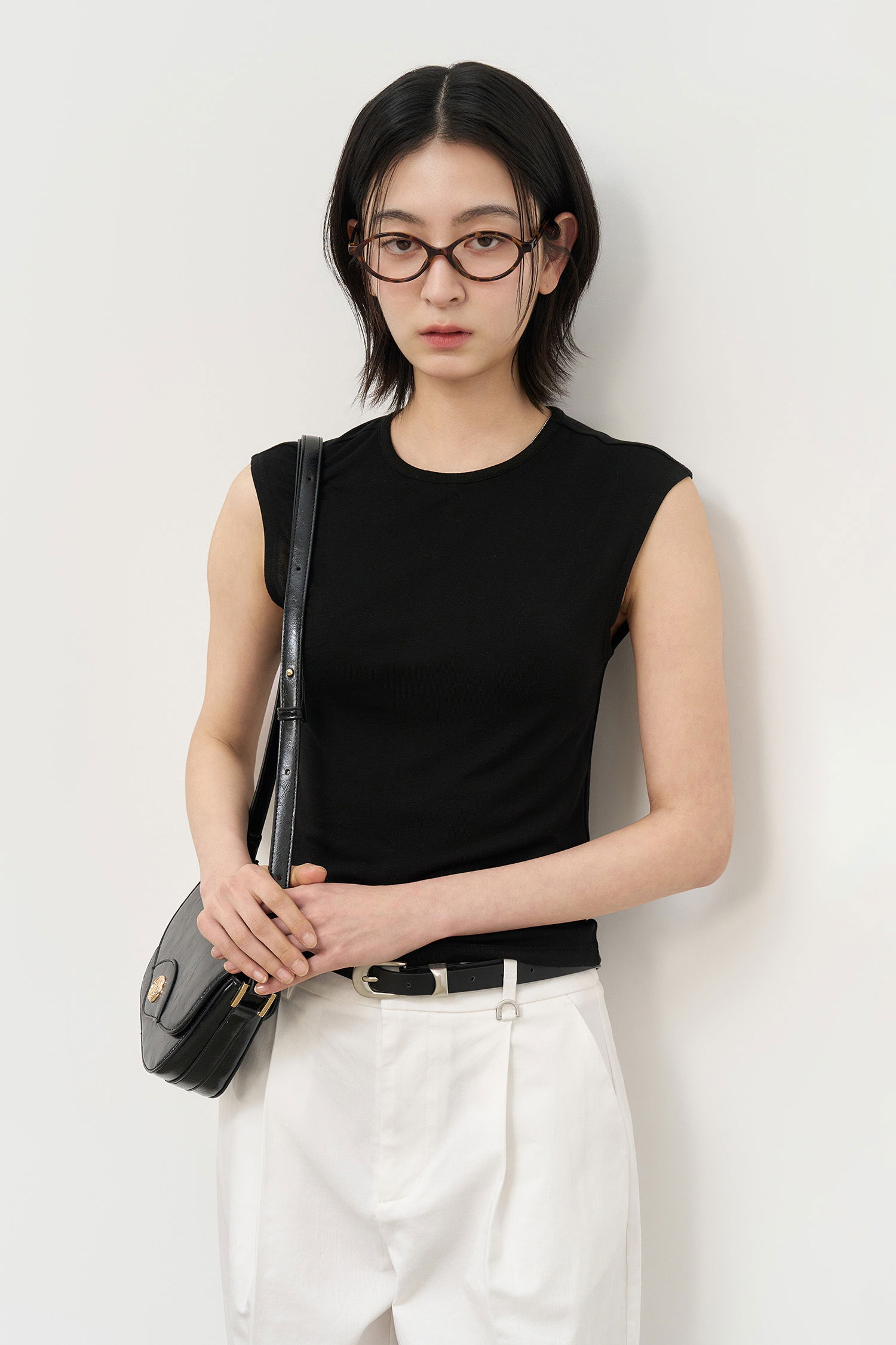 女款圓領絲質無袖上衣