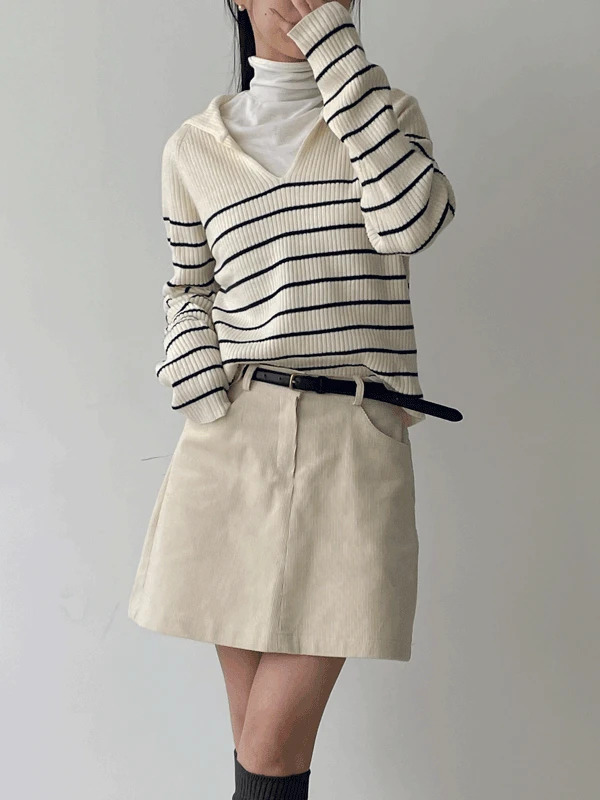 Striped Sailor Raglan Collar Knitwear