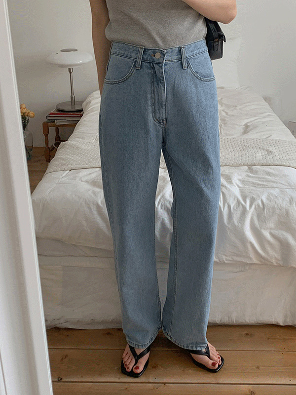 Felice Light Blue blue straight wide straight denim pants 牛仔裤