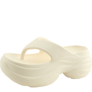 EVA Soft Flip Flop High Heel Height Increasing Slippers 8cm Ivory