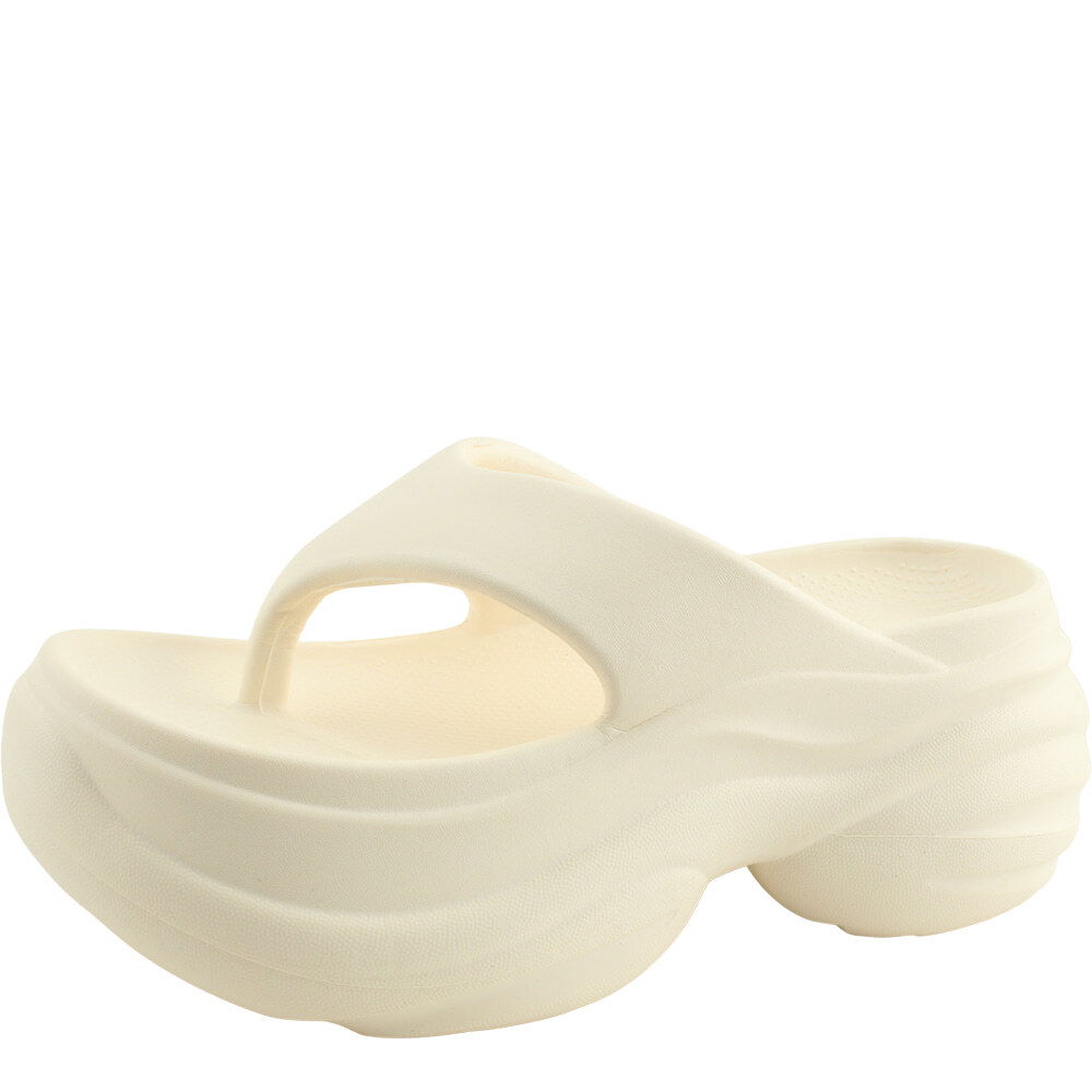 EVA Soft Flip Flop High Heel Height Increasing Slippers 8cm Ivory