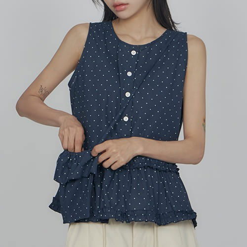 點點荷葉邊背心含包包 (當日出貨)