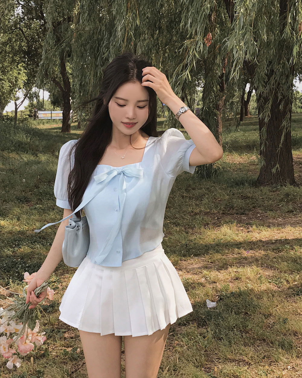반팔 티셔츠 모델 착용 이미지-S1L19