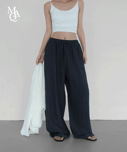 Monica Soft Linen Wide Banding Pants