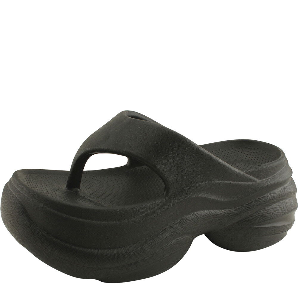 EVA Soft Flip Flop High Heel Height Increasing Slippers 8cm Black