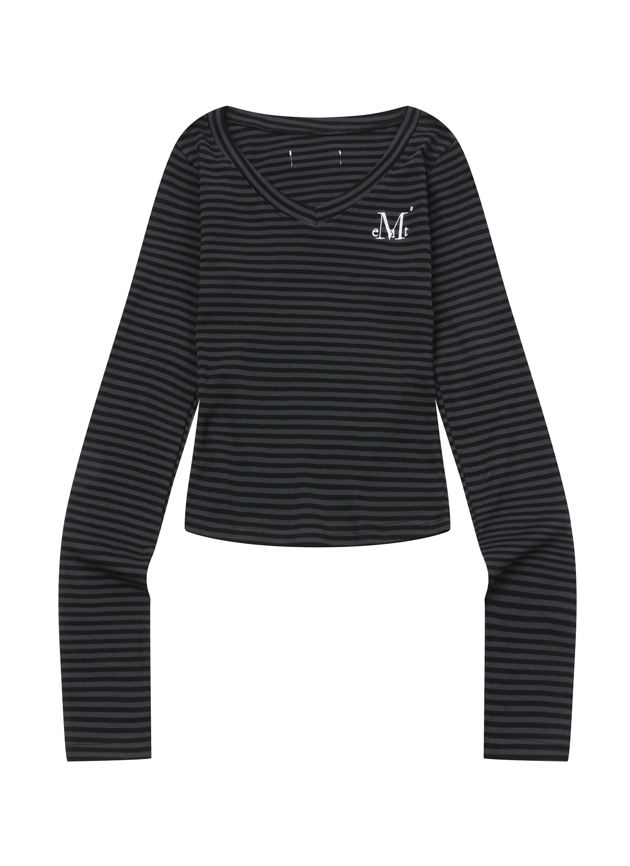 EMMA V-NECK STRIPE LONG SLEEVE T Emma V-Neck Stripe Long Sleeve T-shirt (2 colors) 长袖上衣