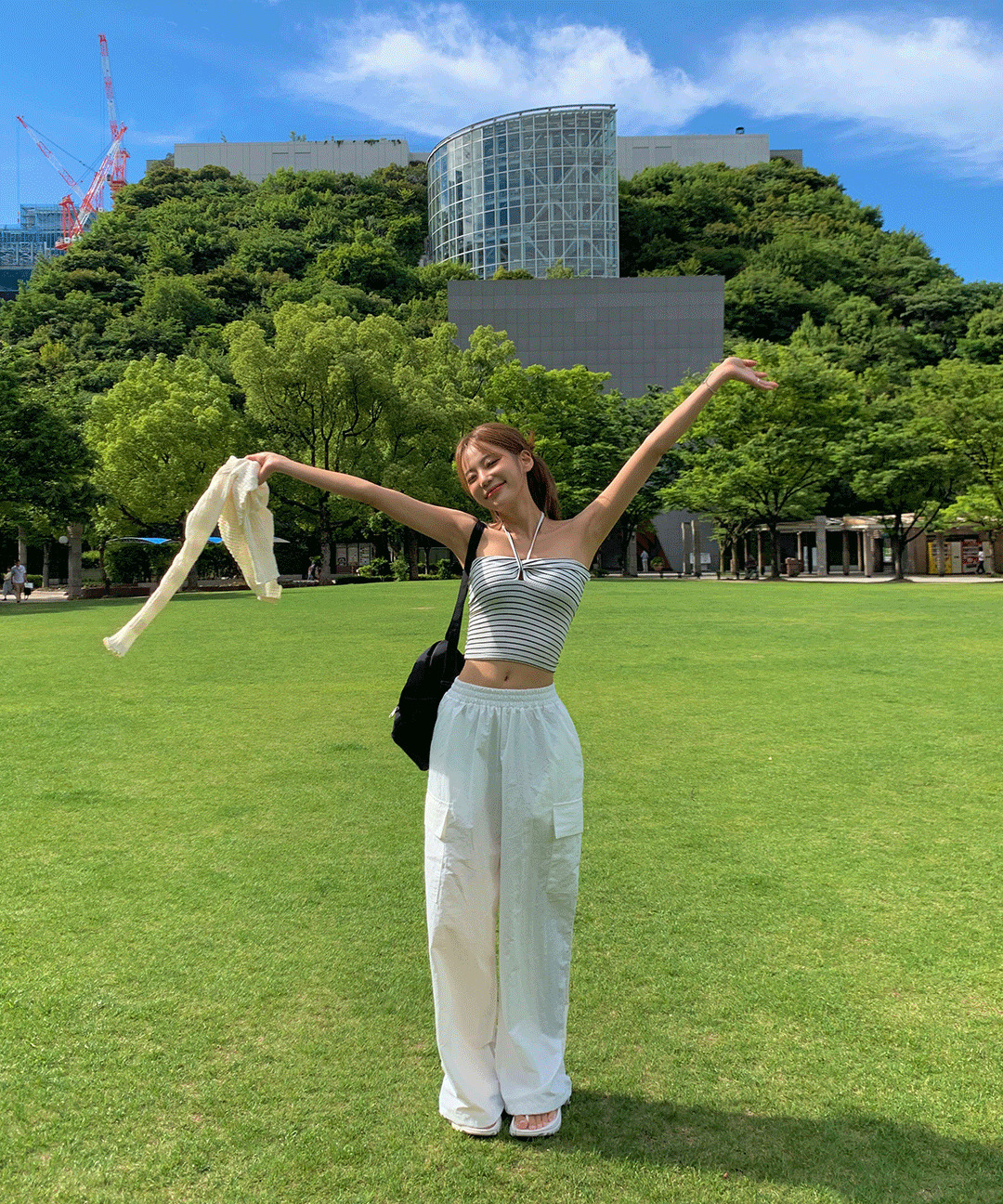 Bjorn Rustling Nylon Cargo String Wide Summer Water Bomb Festival Jogger Pants 长裤