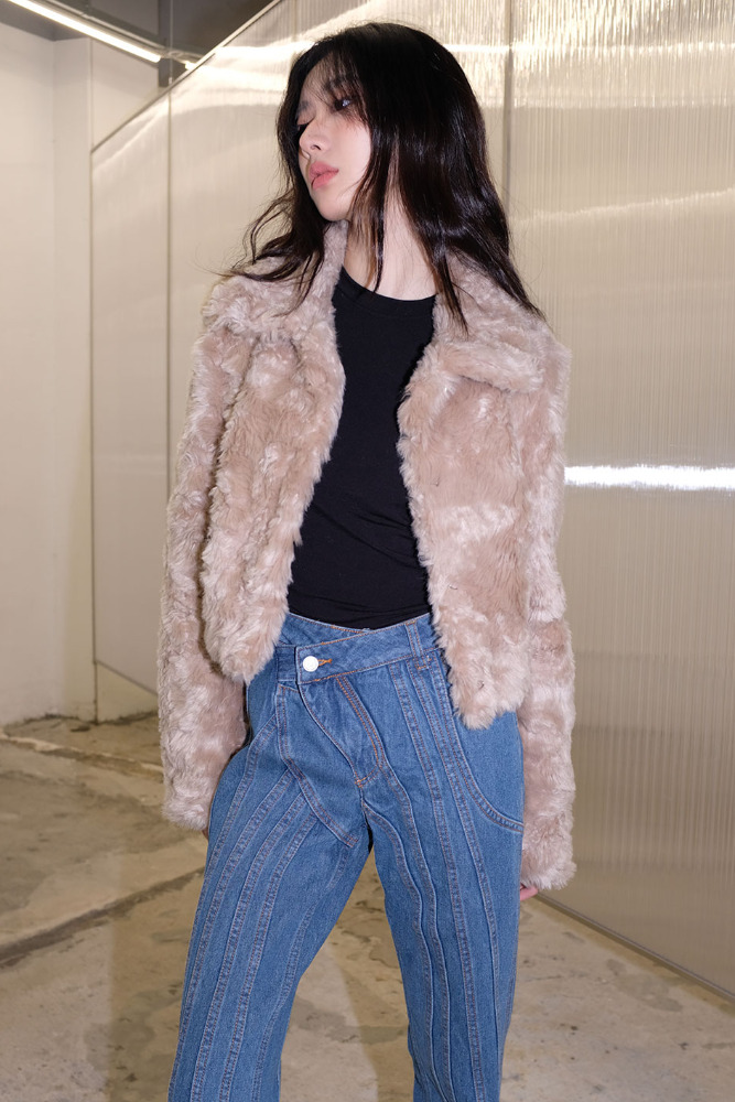 poodle crop fur jacket