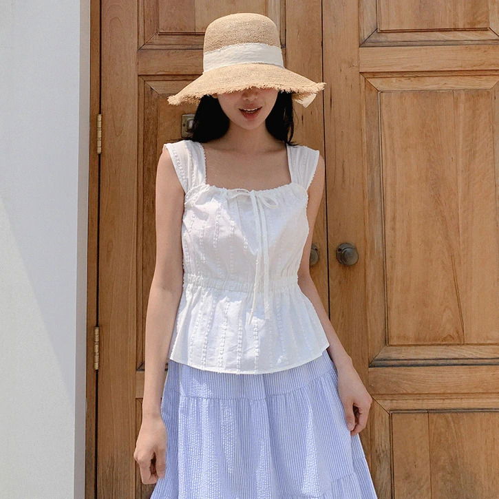 Ethnic Cotton 4 Sleeveless Banding Blouse