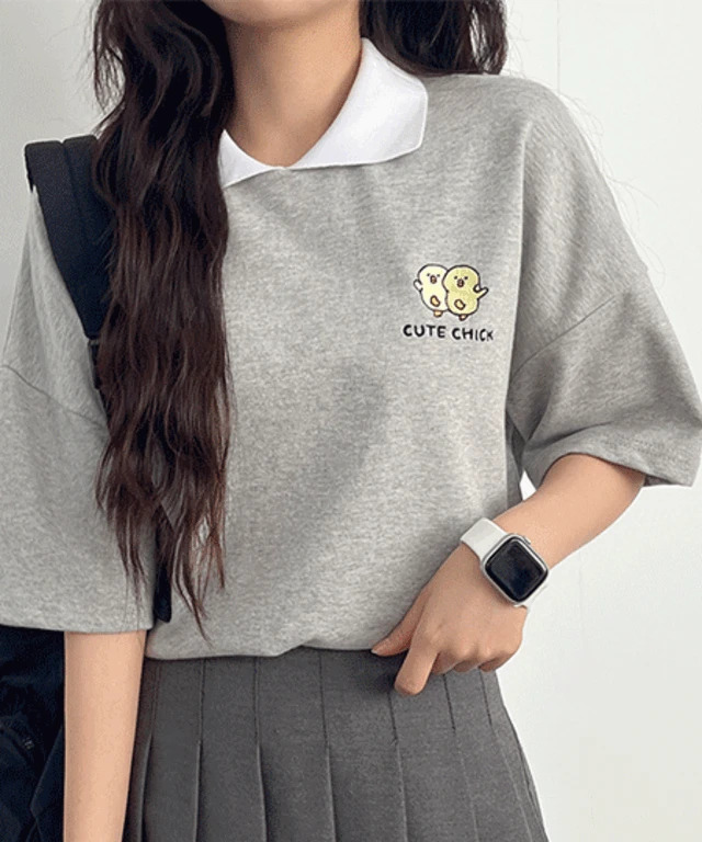 Cute Chocomi Embroidered Short Sleeve Carat