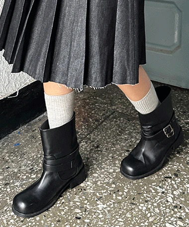 Maven Buckle Belt Biker Mid Boots