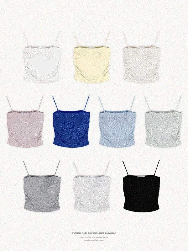 Sleeveless with side shirring cap 無袖