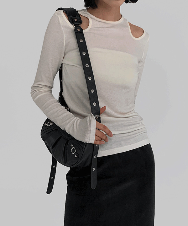 Ezen shoulder slit cutout t-shirt 長袖上衣