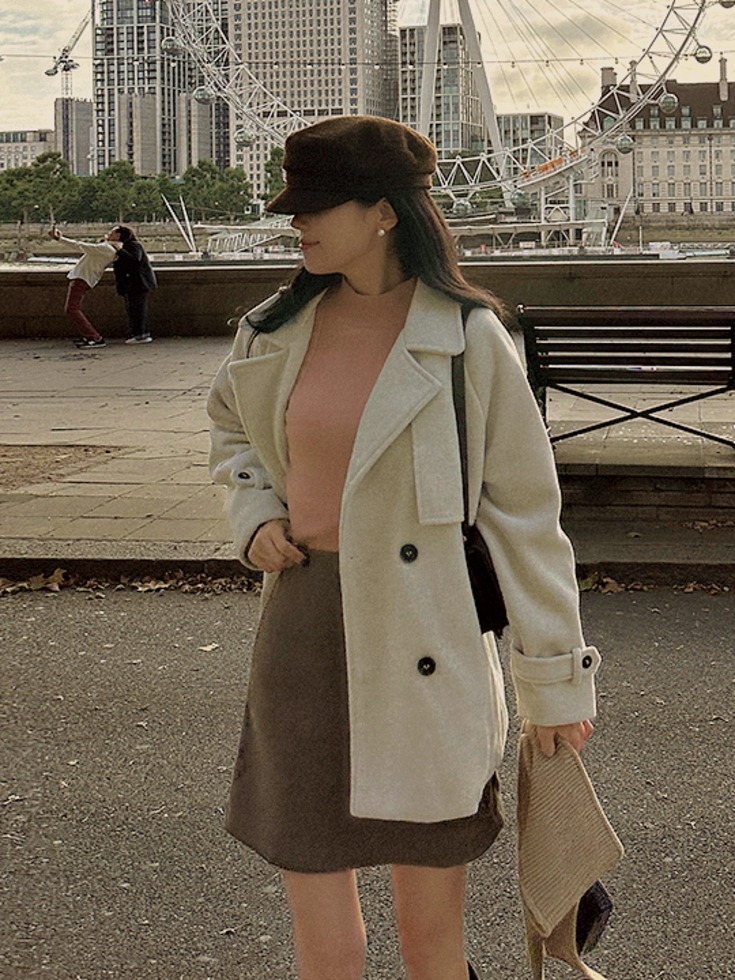 Leshua double button short coat 大衣
