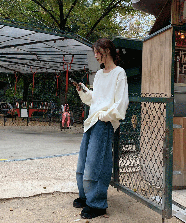 Wickel pleated pin tuck vintage wide denim pants 牛仔褲