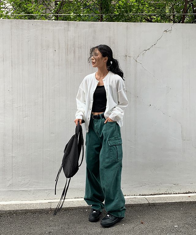 Dippet Color Cotton Cargo Wide Pants 長褲
