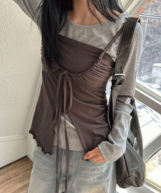 Orlando Shirring Strap Layered Sleeveless Top 無袖