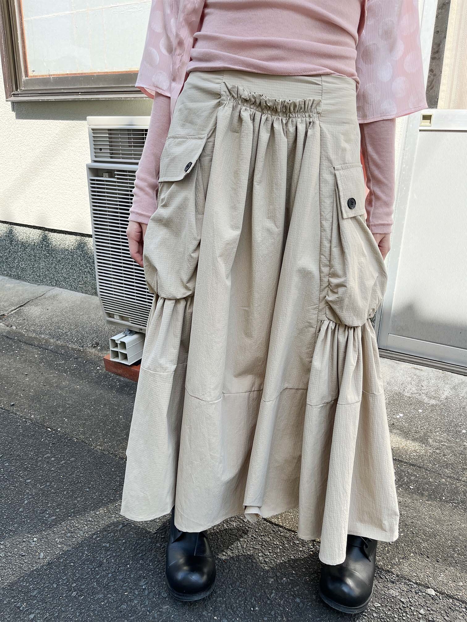 煙花口袋長款半身裙