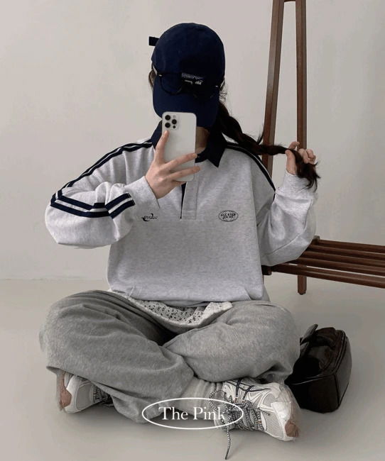 Free returns available Calling Overfit Printing Track Color Block Sweatshirt
