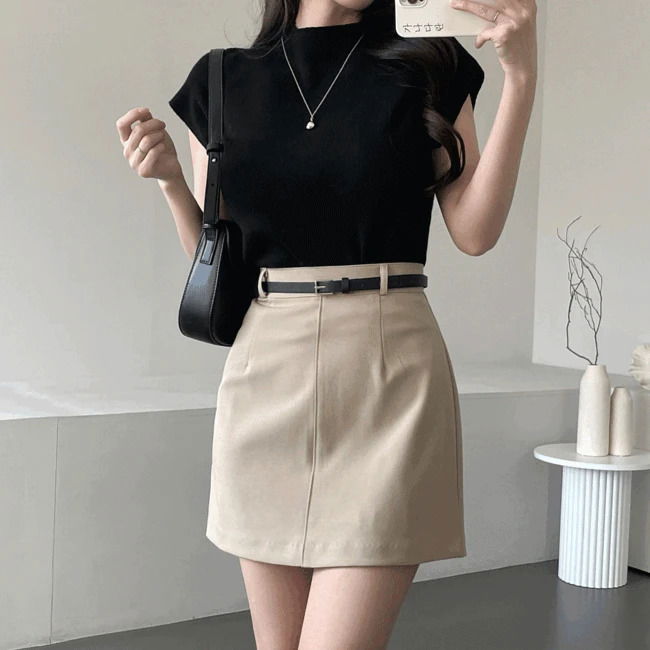 Ganadaran Lumi Belt Set High Waist Spandex Mini Skirt 4 Colors