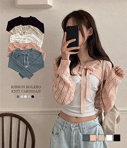 Chu Twisted Crop Ribbon Bolero Knitwear Cardigan