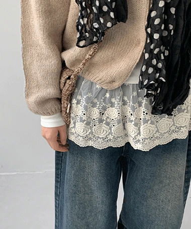 Currel embroidered lace layered skirt