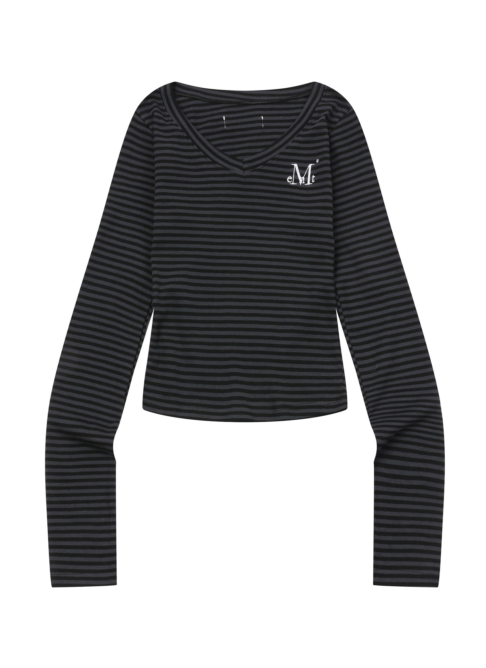 EMMA V-NECK STRIPE LONG SLEEVE T Emma V-Neck Stripe Long Sleeve T-shirt (2 colors) 長袖上衣