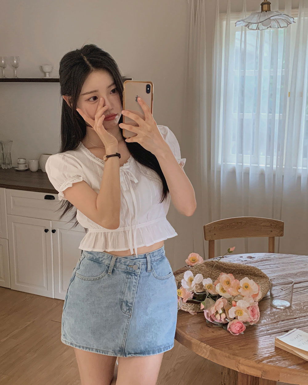 반팔 티셔츠 모델 착용 이미지-S1L33