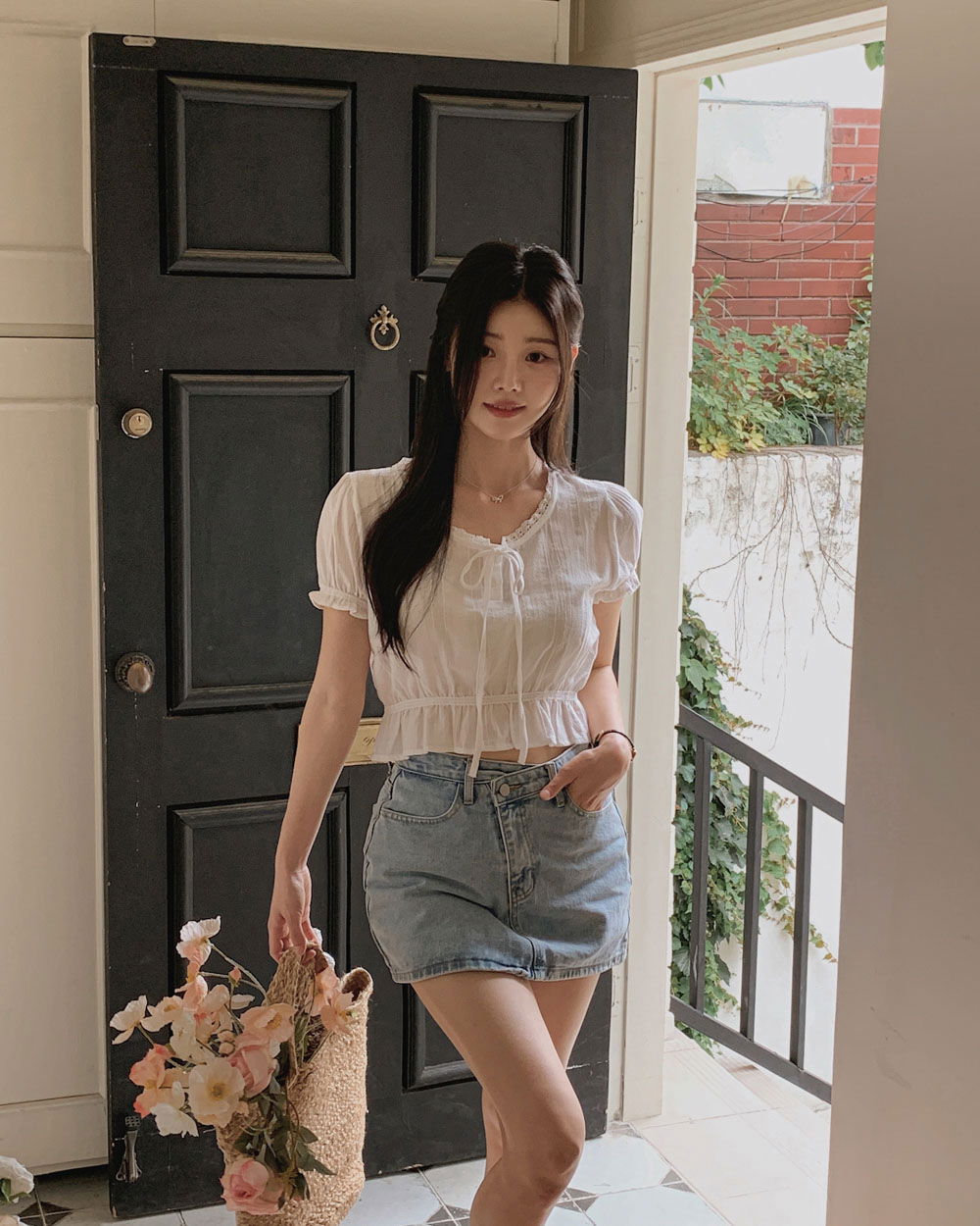 반팔 티셔츠 모델 착용 이미지-S1L39
