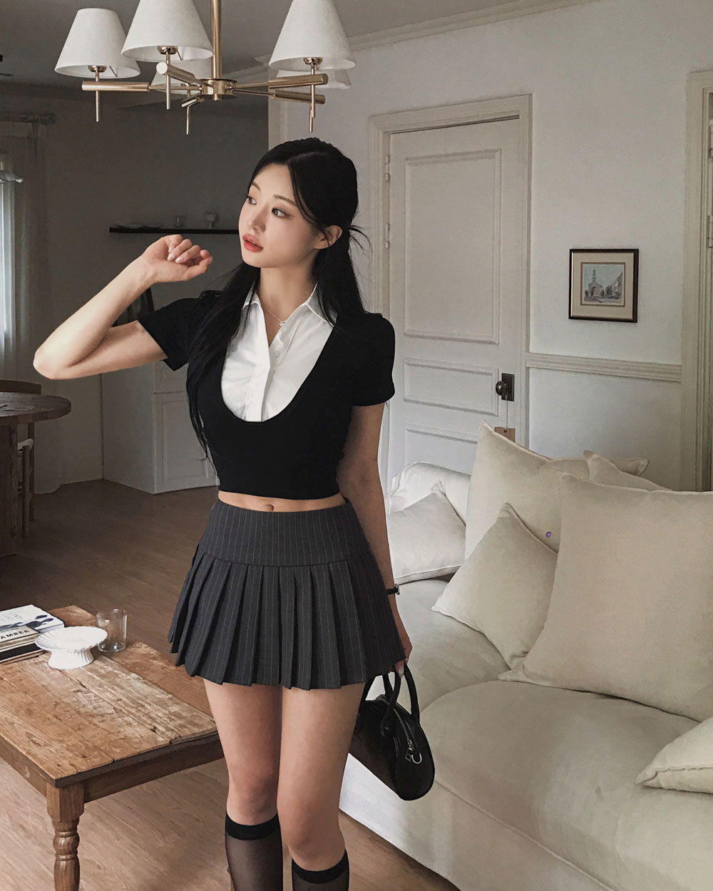 반팔 티셔츠 모델 착용 이미지-S1L36