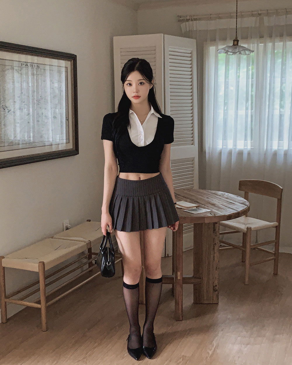 반팔 티셔츠 모델 착용 이미지-S1L52