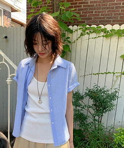 Tenver Check Crop Short Sleeve Shirt