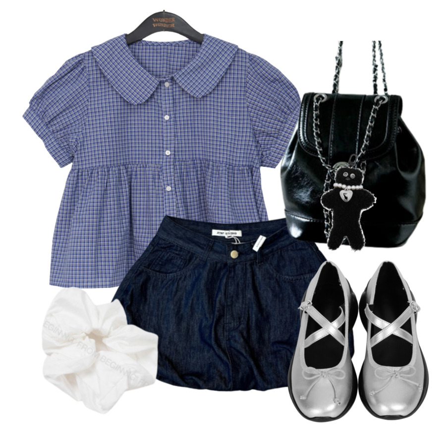 blouses,ShortPants,flats 코디