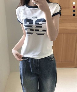 티빈 두줄 배색 나그랑 반팔 티