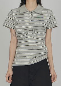 Striped Shirring PK T-Shirt TS031
