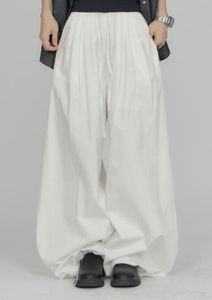 3-Pintuck Wide Cotton Banding Pants PA032