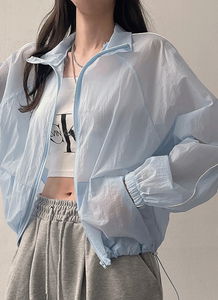 Cool Basrak-, Summer Anorak Windbreaker Thin Sporty Trek High Neck String Zip-up 4 Colors
