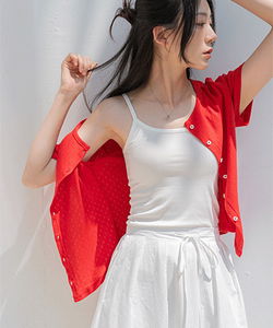 Angelin 棉質圓領半開襟衫