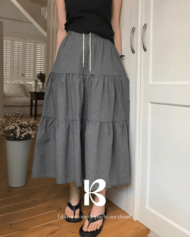 Heidi Check Cancan Long Skirt