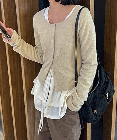 Curret Deep Round Neck Hair Knitwear Cardigan 針織外套