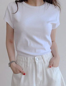 Soft jjonjjon 3 cap sleeve round short sleeve t-shirt