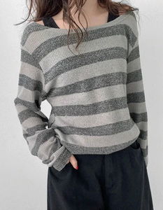 Song Song Striped 2 Boat Neck T-shirt