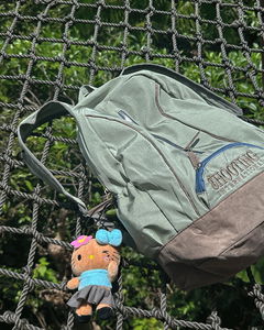 薄荷色拼接口袋日常後背包