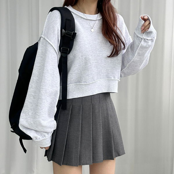 Line stitch crop Sweatshirt