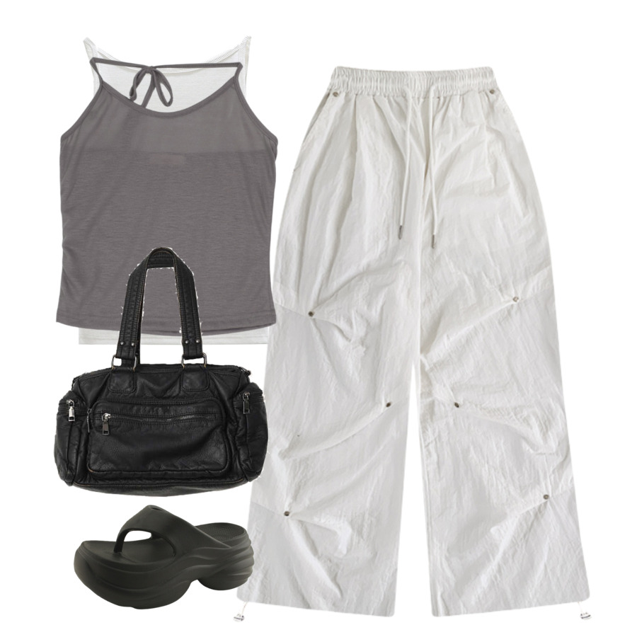 sleeveless,pants,sandals 코디