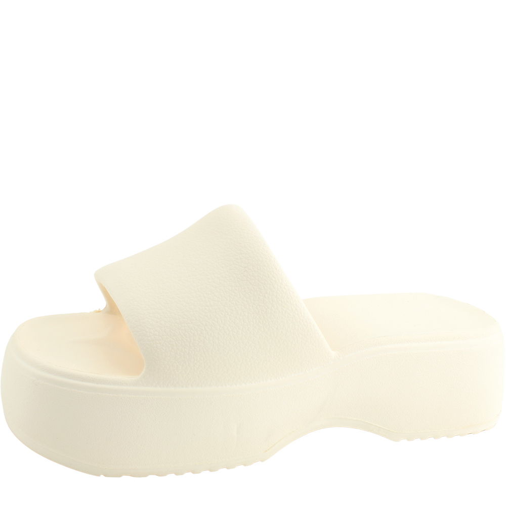 Full-heel lightweight cushion height mid-heel slippers 5cm ivory