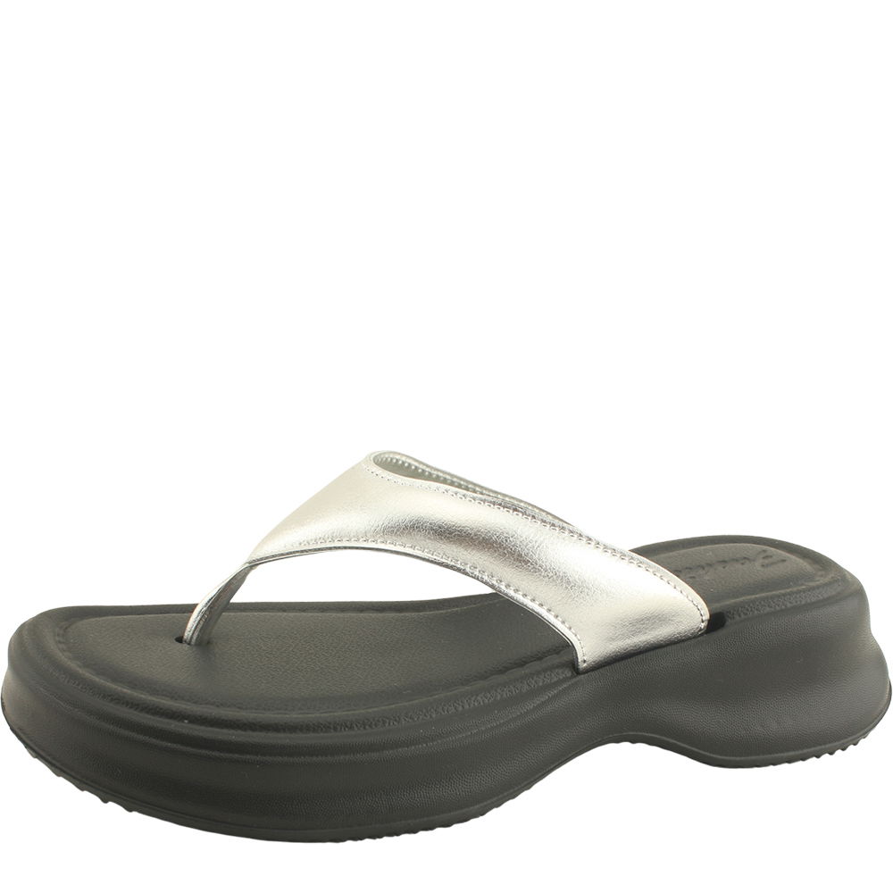 Lightweight full-heel soft flip-flop slippers 4cm silver