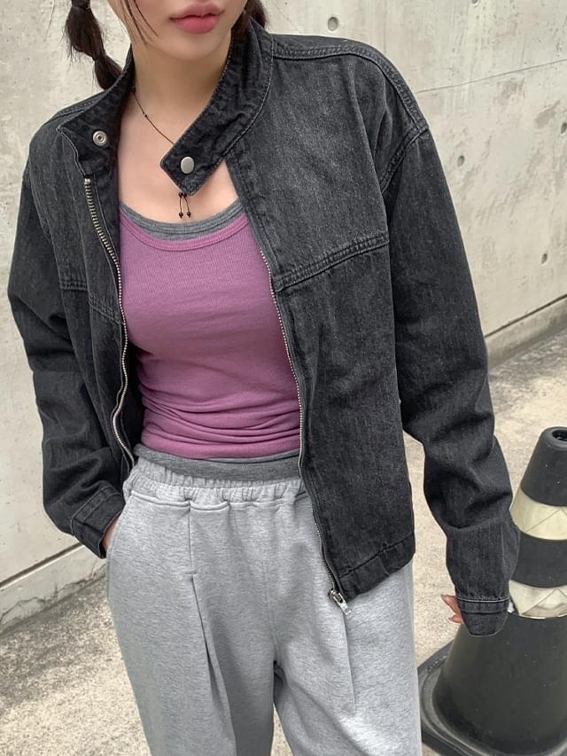 Big size 55-99 decken vintage Faded denim overfit biker jacket (Ships Today) 夹克